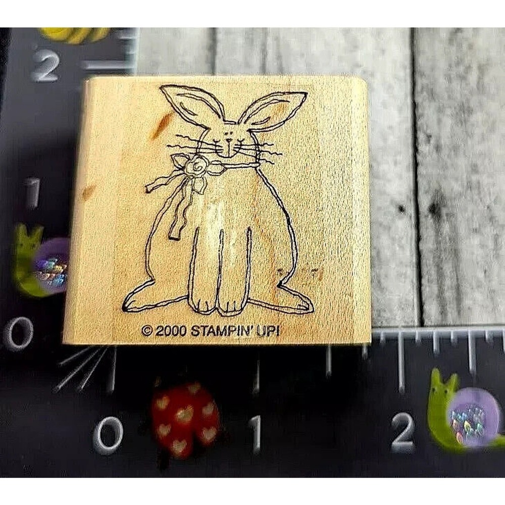 Stampin' Up! Sketched Bunny Flower Rubber Stamp Wood #B90